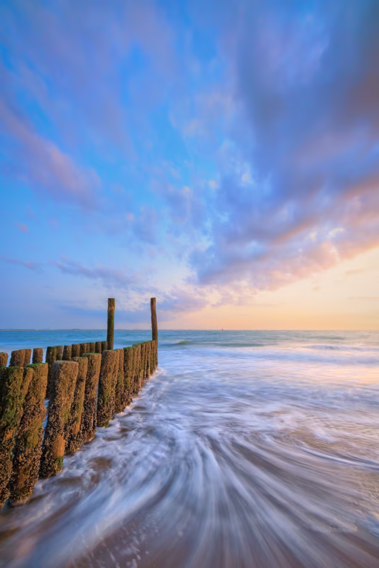 Zonsondergang op het strand van Dishoek