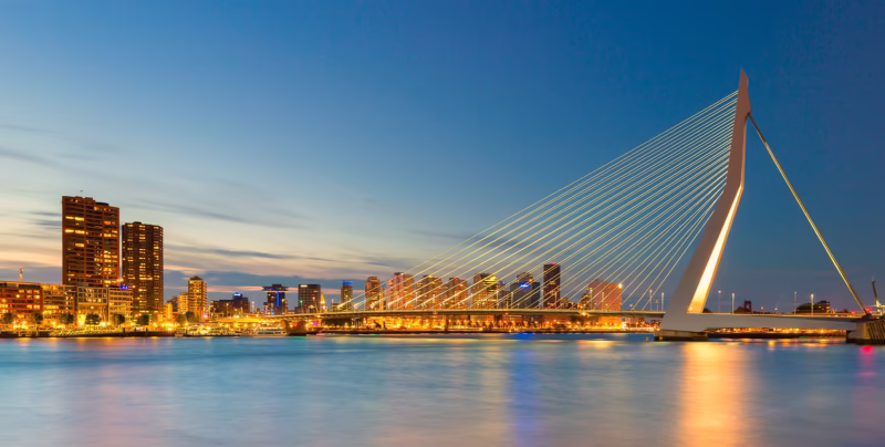 Panorama van de Erasmusbrug in Amsterdam