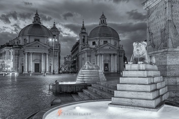 Piazza del Popolo (People's Square) named after the church of Santa Maria del Popolo in Rome, Italy