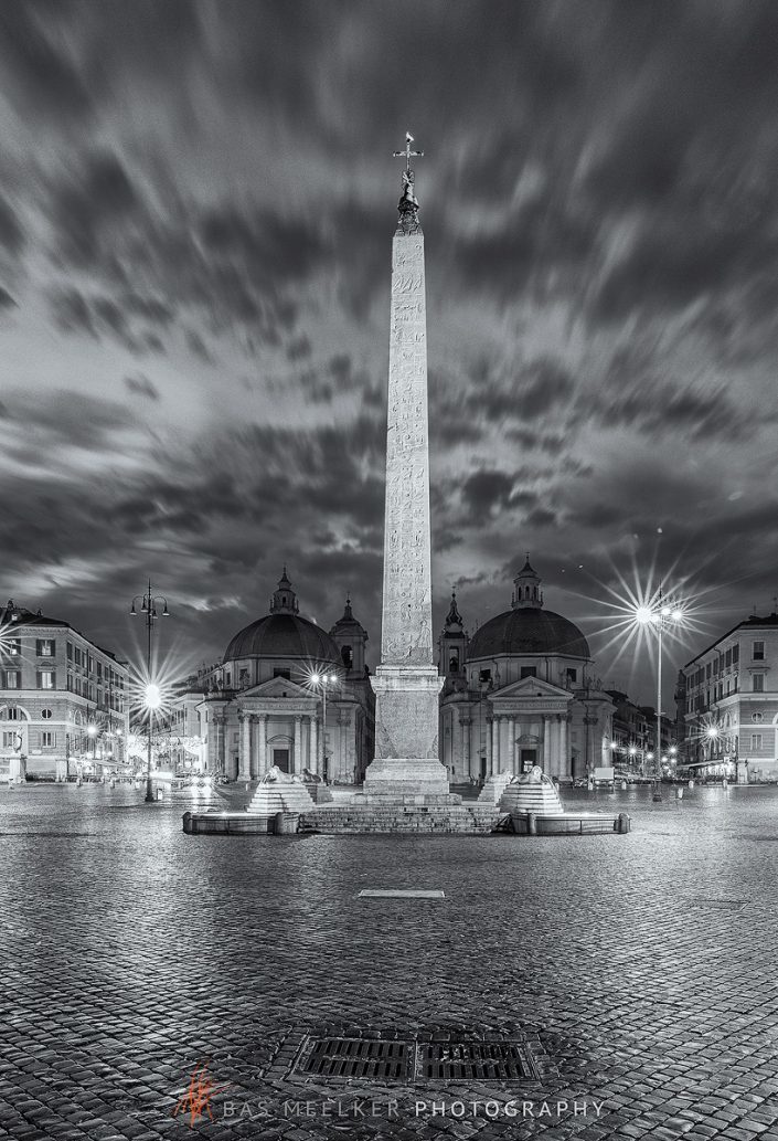 Piazza del Popolo (People's Square) named after the church of Santa Maria del Popolo in Rome, Italy