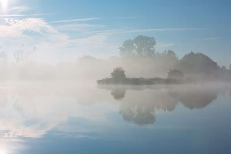 Ochtendmist op de Drentsche Aa in de zomer