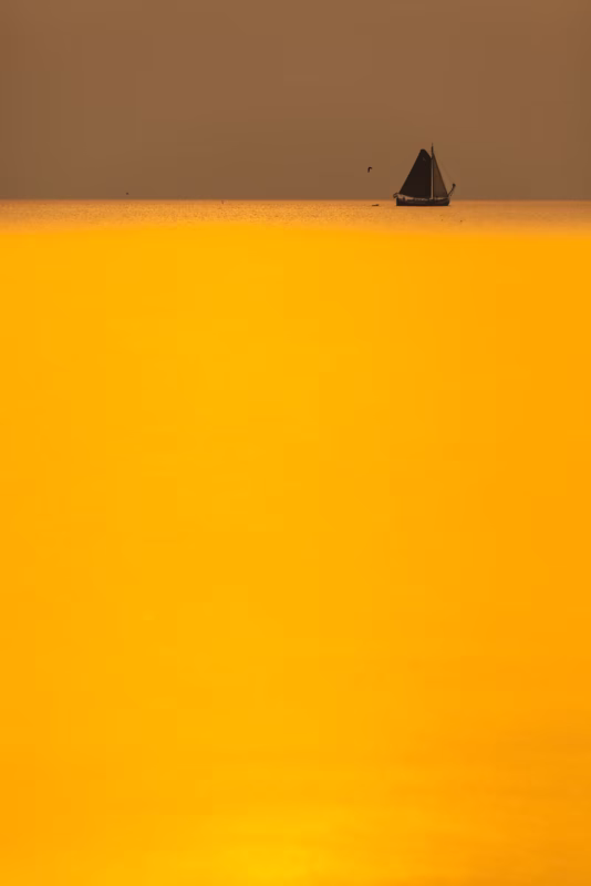 Zeilen tot aan de horizon in de zomer op het IJsselmeer