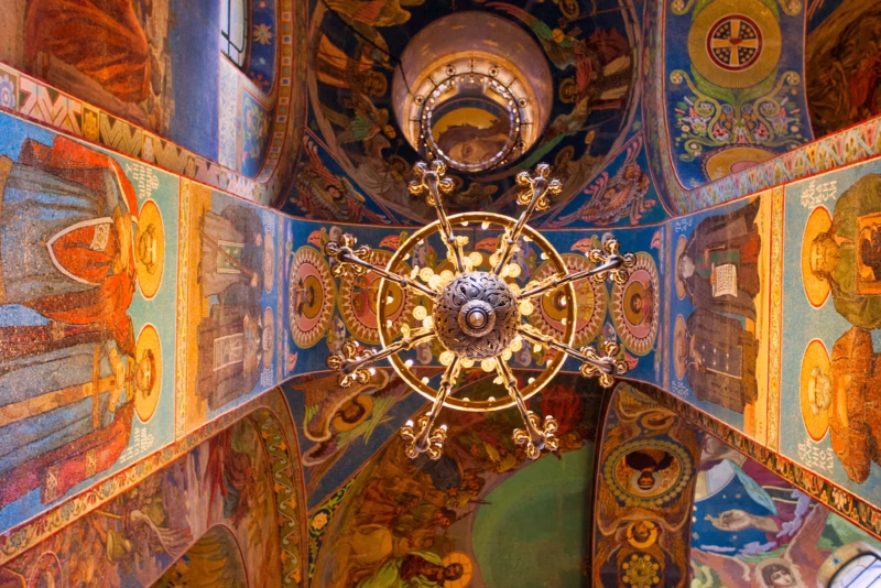 Het interieur van de Kerk van de Verlosser van het Bloed in Sint Petersburg